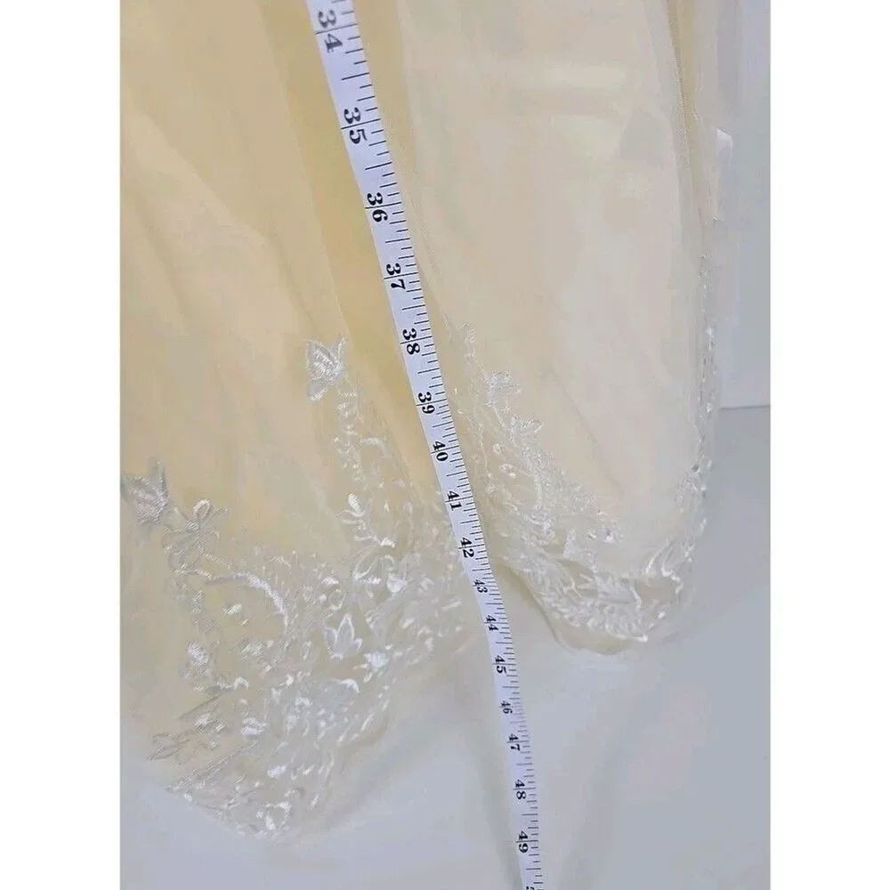 Ivory Floral Embroidered Formal Dress Girls 16/18 Junior S 3/4 Sleeve 45